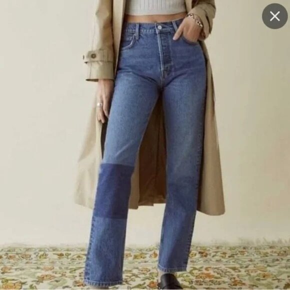 NWT Reformation Cynthia Patch High Rise Straight Jeans in Arroyo Size 29 - Picture 2 of 9